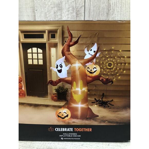 Halloween 10ft tall Inflatable Dead Tree Ghosts Pumpkins Outdoor LED Decoration - Picture 3 of 9